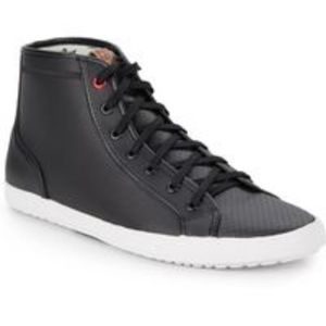 Perforated Leather Hi-Top Sneaker